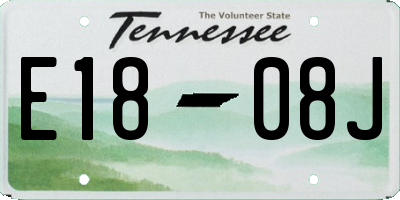 TN license plate E1808J