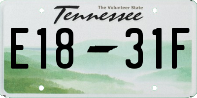 TN license plate E1831F