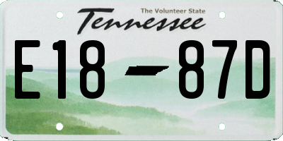TN license plate E1887D