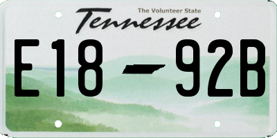 TN license plate E1892B