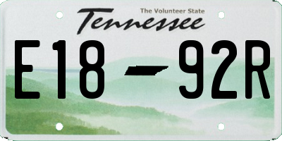 TN license plate E1892R