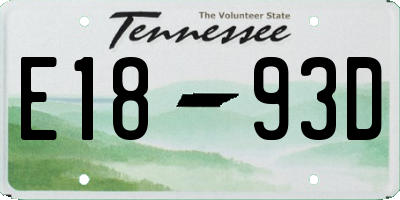TN license plate E1893D