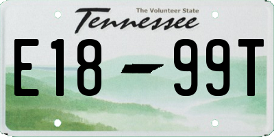 TN license plate E1899T