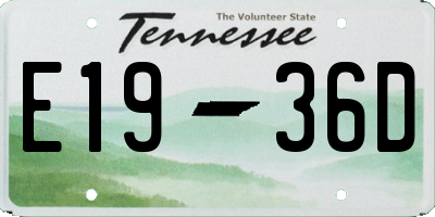 TN license plate E1936D
