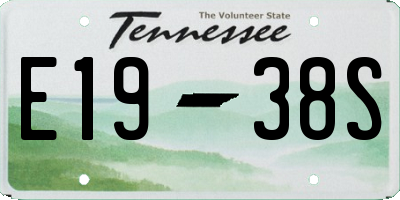 TN license plate E1938S