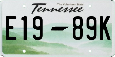 TN license plate E1989K