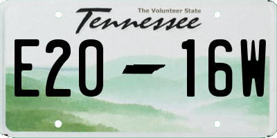 TN license plate E2016W
