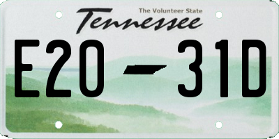TN license plate E2031D