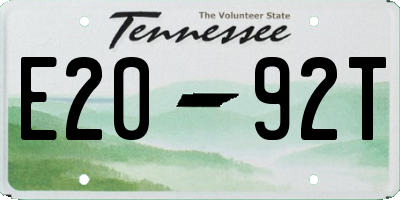 TN license plate E2092T