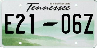 TN license plate E2106Z