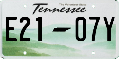 TN license plate E2107Y