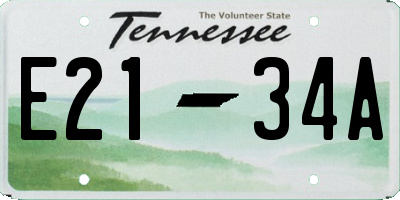 TN license plate E2134A