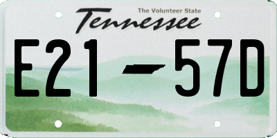 TN license plate E2157D