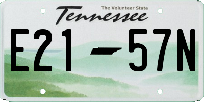 TN license plate E2157N