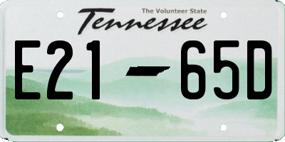 TN license plate E2165D