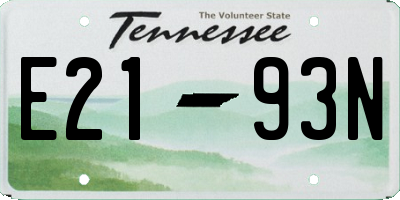 TN license plate E2193N