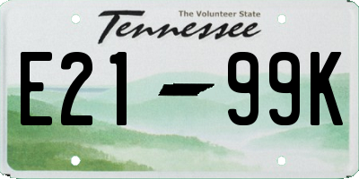 TN license plate E2199K