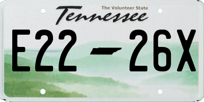 TN license plate E2226X
