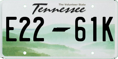 TN license plate E2261K