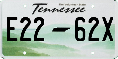 TN license plate E2262X