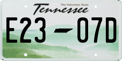TN license plate E2307D