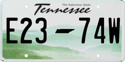 TN license plate E2374W