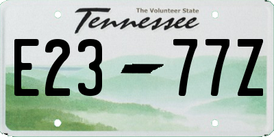 TN license plate E2377Z