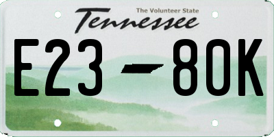 TN license plate E2380K
