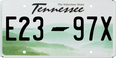 TN license plate E2397X