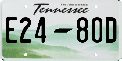 TN license plate E2480D