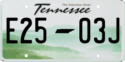 TN license plate E2503J