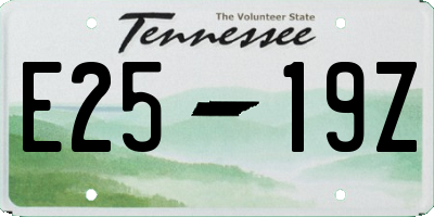 TN license plate E2519Z