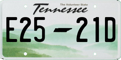 TN license plate E2521D