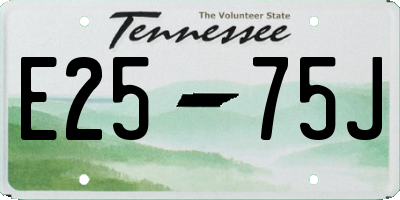 TN license plate E2575J