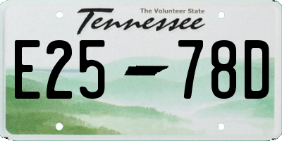 TN license plate E2578D