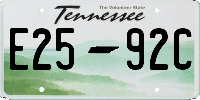 TN license plate E2592C