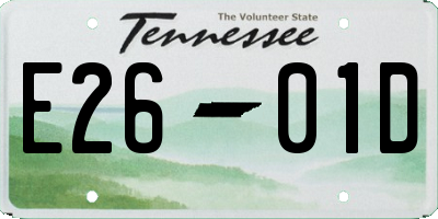 TN license plate E2601D