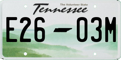 TN license plate E2603M
