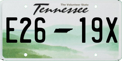 TN license plate E2619X