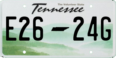 TN license plate E2624G