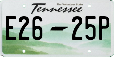 TN license plate E2625P
