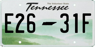 TN license plate E2631F