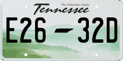 TN license plate E2632D