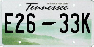 TN license plate E2633K