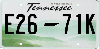 TN license plate E2671K