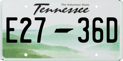 TN license plate E2736D