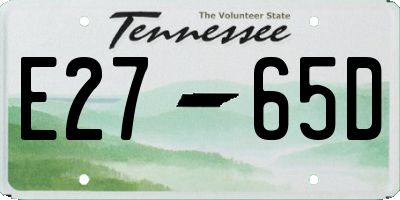 TN license plate E2765D