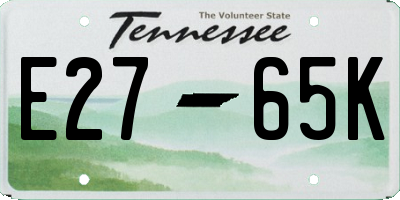 TN license plate E2765K