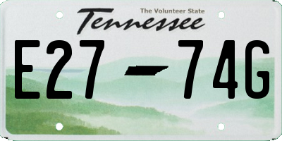 TN license plate E2774G