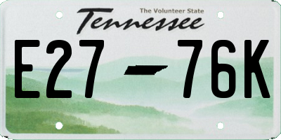 TN license plate E2776K